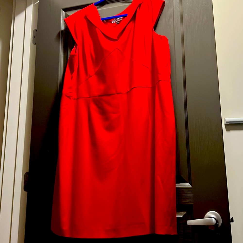 Red sheath dress by Tahari